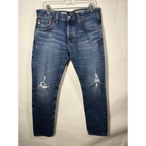 Adriano Goldschmied Tellis Modern Slim Selvedge Denim Jeans Mens 32 Distressed